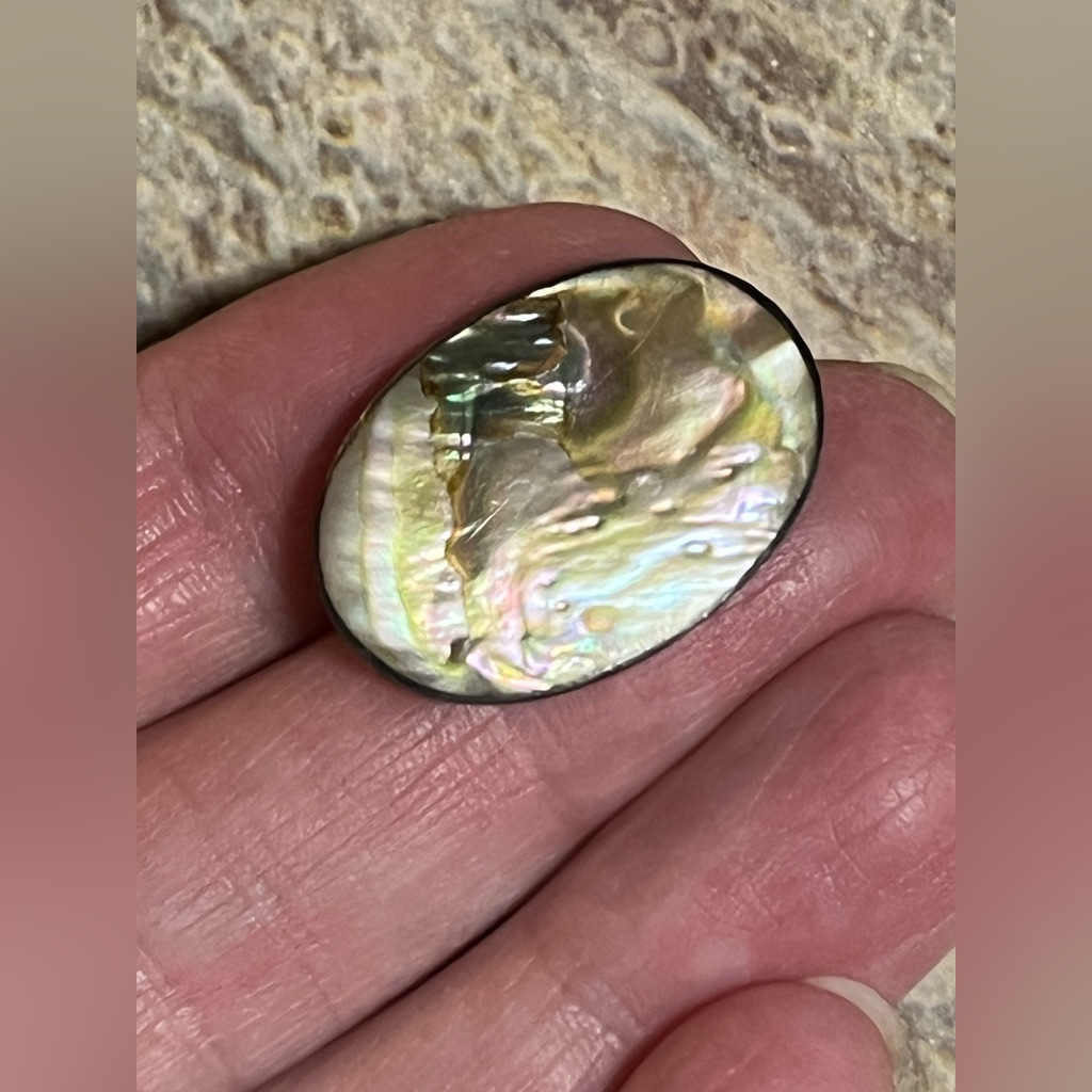 Antique Sterling Silver Abalone Oval Pin Please Read Description
